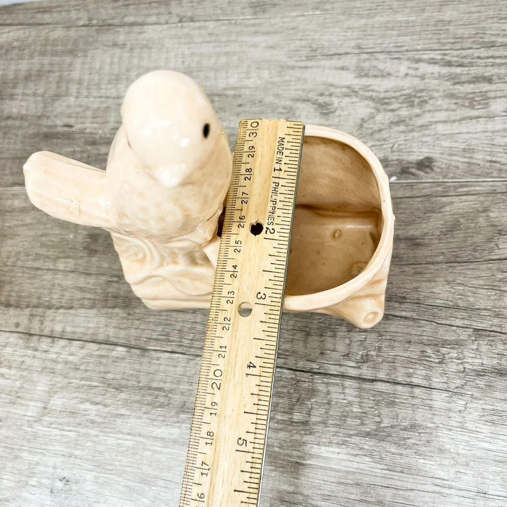Vintage Bird Vase, Peach Ceramic Vase